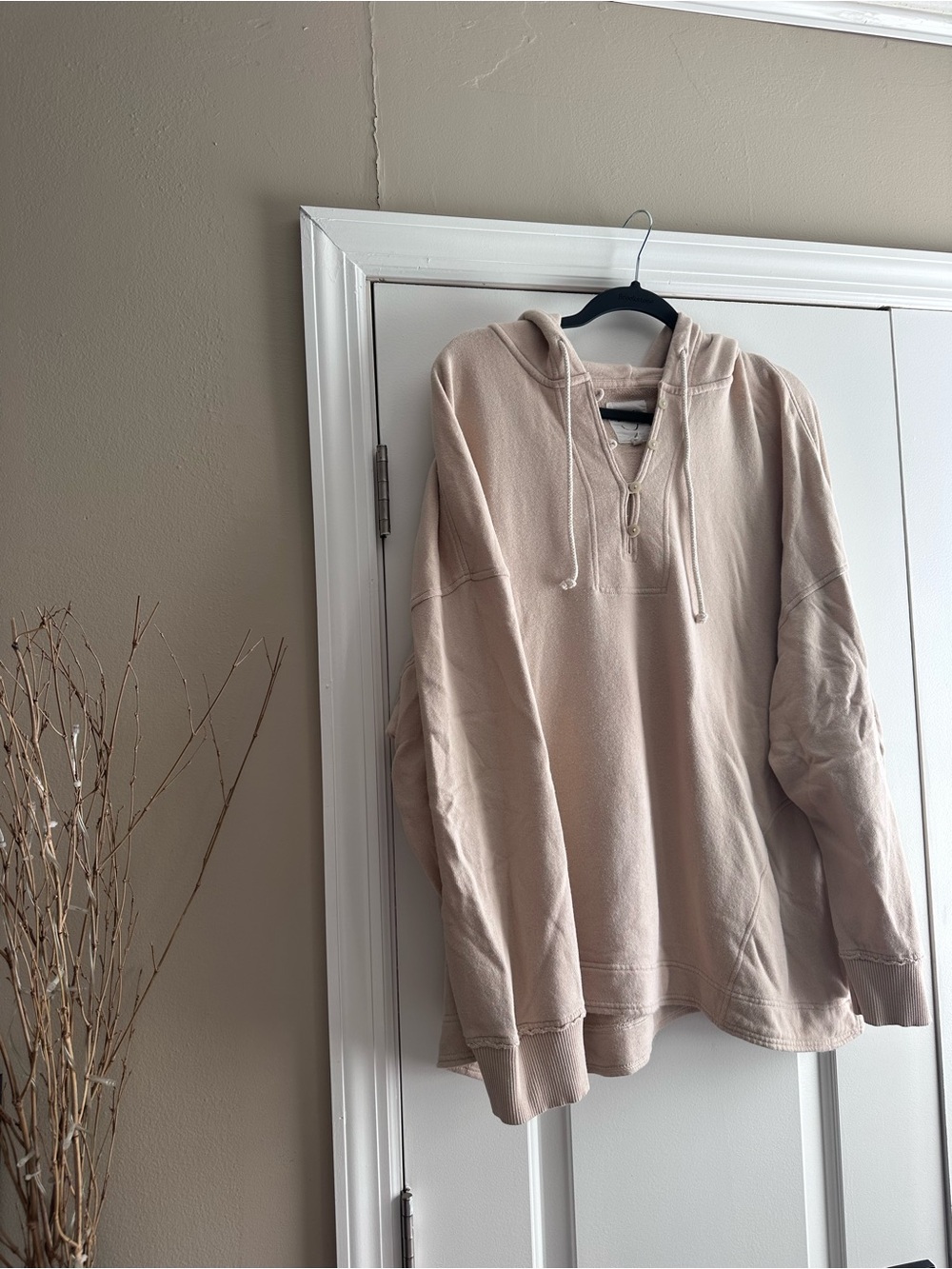 Aerie Beige Hooded Pullover Sweatshirt